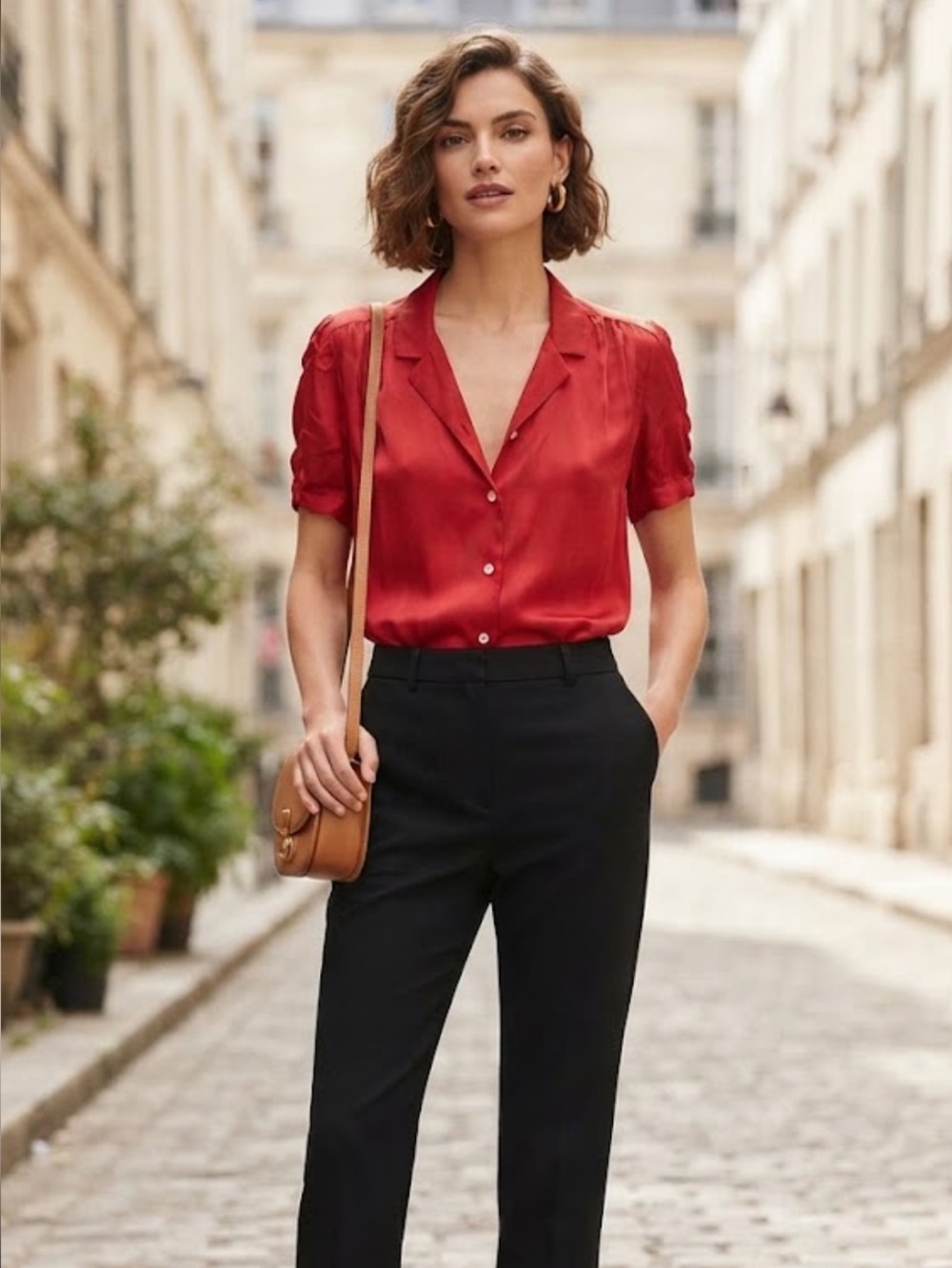 NEW CHAUS POPPY RED SILK BLOUSE SZ 10